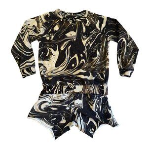 Munsterkids Marble Print Shorts & Sweatshirt Set outfit